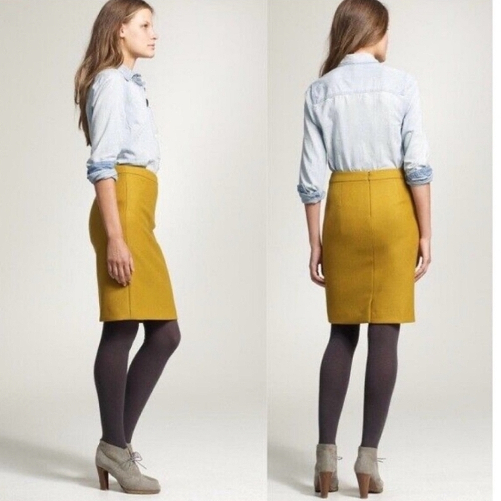 J. Crew Mustard Yellow Wool Pencil Skirt - Size 4 🌻